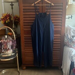Navy Blue Jumpsuit Overalls Romper Linen Cotton 2XL XXL